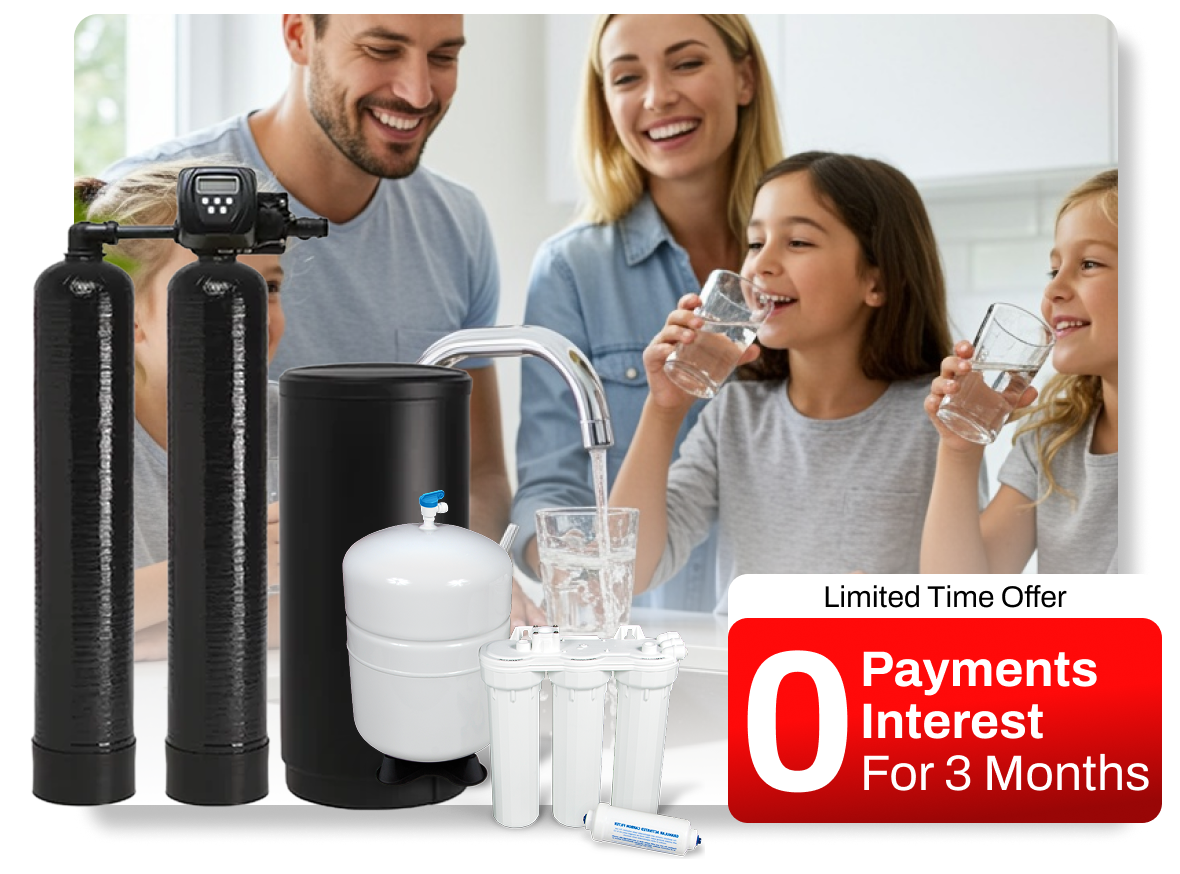 Limited time offer — 0 payments and 0 interest for 3 months on a whole-home water treatment system.